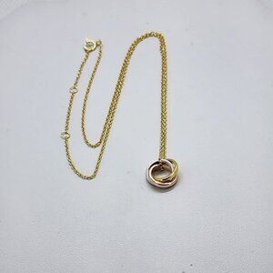 Brand New Sterling Silver 925 Tri Color Round Necklace